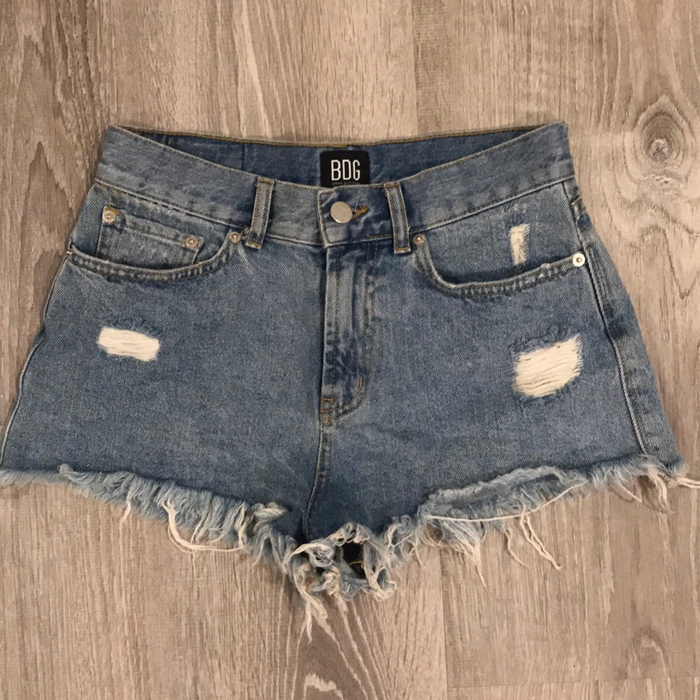 Distressed jean shorts